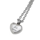 Ash pendant heart, small, made of high-gloss polished stainless steel