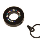 Ash pendant circle made of stainless steel black PVD coated, highly polished with colored zirconia stones
