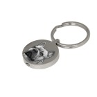 Ash keychain round made of matt stainless steel