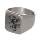 Signet ring made of stainless steel, completely matt, rectangular with your individual engraving