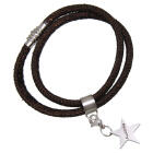 Black leather bracelet with python print and individual engraving on stainless steel star pendant 17cm / 18cm / 19cm / 20cm / 2