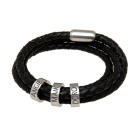 Brown or black leather bracelet with 3 stainless steel elements with individual engraving