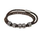 Brown or black leather bracelet with 5 stainless steel links with your engraving