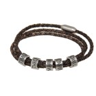 Brown or black leather bracelet with 5 stainless steel links with your engraving