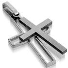 Pendant cross stainless steel matted inside, polished outside