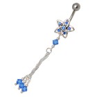 925 silver belly button piercing banana plug with 316L bar sparkling star