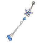 925 silver belly button piercing banana plug with 316L bar sparkling star