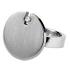 Steel ring, round top with clear crystal