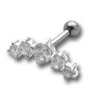 Helix ear piercing with 5 clear Swarovski crystals 1.2x6mm