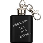 Small flask made of stainless steel black PVD-coated with your engraving 28.3ml