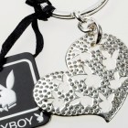 Swarovski crystal heart with cutout bunnies key ch