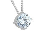 Zirconia pendant set in silver, round with chain, available in different colors