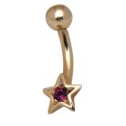 9 carat gold belly button piercing, funny mini star available in different colors