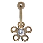 9 carat gold belly button piercing, flowers available in different colors