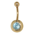 9ct gold belly button piercing of simple beauty, aquamarine crystal