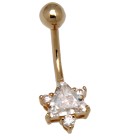9ct gold belly button piercing, clear star crystal.