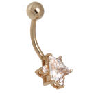 9ct gold belly button piercing, clear star crystal.