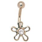 9 carat gold navel piercing flower, clear crystal