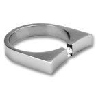 Steel ring, slim and elegant, zirconia