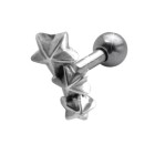 316L Barbell 1.2x6mm with silver design stars available for right and left ear.