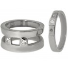Surgical Steel Ring 2 parts, 3 stones. Available in several sizes.
