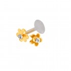 9 carat gold stud, flower approx. 5.0mm with 1.2x8mm PMFK labret, various colors