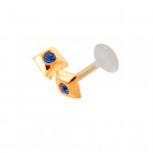 Karat Gold Stud, Quadrat ca. 4mm mit 1.2x8mm PMFK Labret, verschiedene Farben