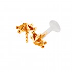 9 carat gold stud, STAR approx. 6.6mm with 1.2x8mm PMFK labret