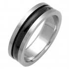 Surgical Steel Ring, middle black line. In mehreren Grössen erhältlich.