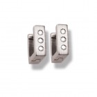 Ear studs made of steel, matted with clear zirconia