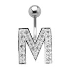 ABC Design Belly Button Banana with Cubic Zirconia - Letter M