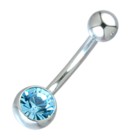 Standard surgical steel navel piercing with a 6mm ball on the bottom and a 4mm ball on the top