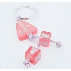 Purple acrylic triangle and cube keychain