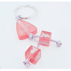 Purple acrylic triangle and cube keychain