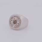 Signet ring made of polished stainless steel with a round engraving surface and individual engraving