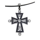 Sterling silver pendant with a coptic cross design, oxidized