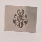 Belt buckle, rectangular, made of matted stainless steel with individual engraving
