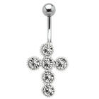 Belly button piercing with cross motif 446, , 1.6x6mm / 1.6x8mm / 1.6x10mm / 1.6x12mm / 1.6x14mm