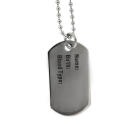 Stainless steel dog tag pendant &ndash; name, date of birth, blood type