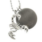 Stainless steel chain pendant in two parts with engraving- round stainless steel plate and scorpion - with 50cm ball chain
