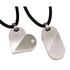 Stainless steel pendant heart - changeable 2 size polished and matted