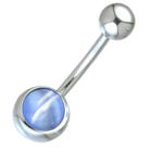 Belly button piercing with cat eye ball