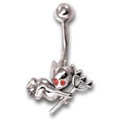 Navel piercing flying devil with trident
