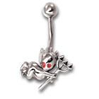 Navel piercing flying devil with trident