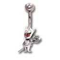 Belly button piercing of the devil on watch