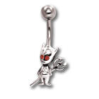 Belly button piercing of the devil on watch