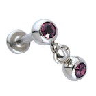 Labret with screw-on ball and crystals