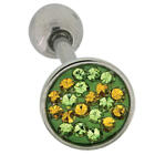 Tongue piercing 316L surgical steel, 1.6mm thick crystal stones in different colors