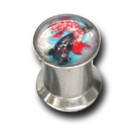 Ear hole stretcher 6mm plug with motif