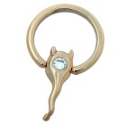 14 Karat Gold Nipple Brustwarzen Piercing Ring Teufelstierchen mit Kristall